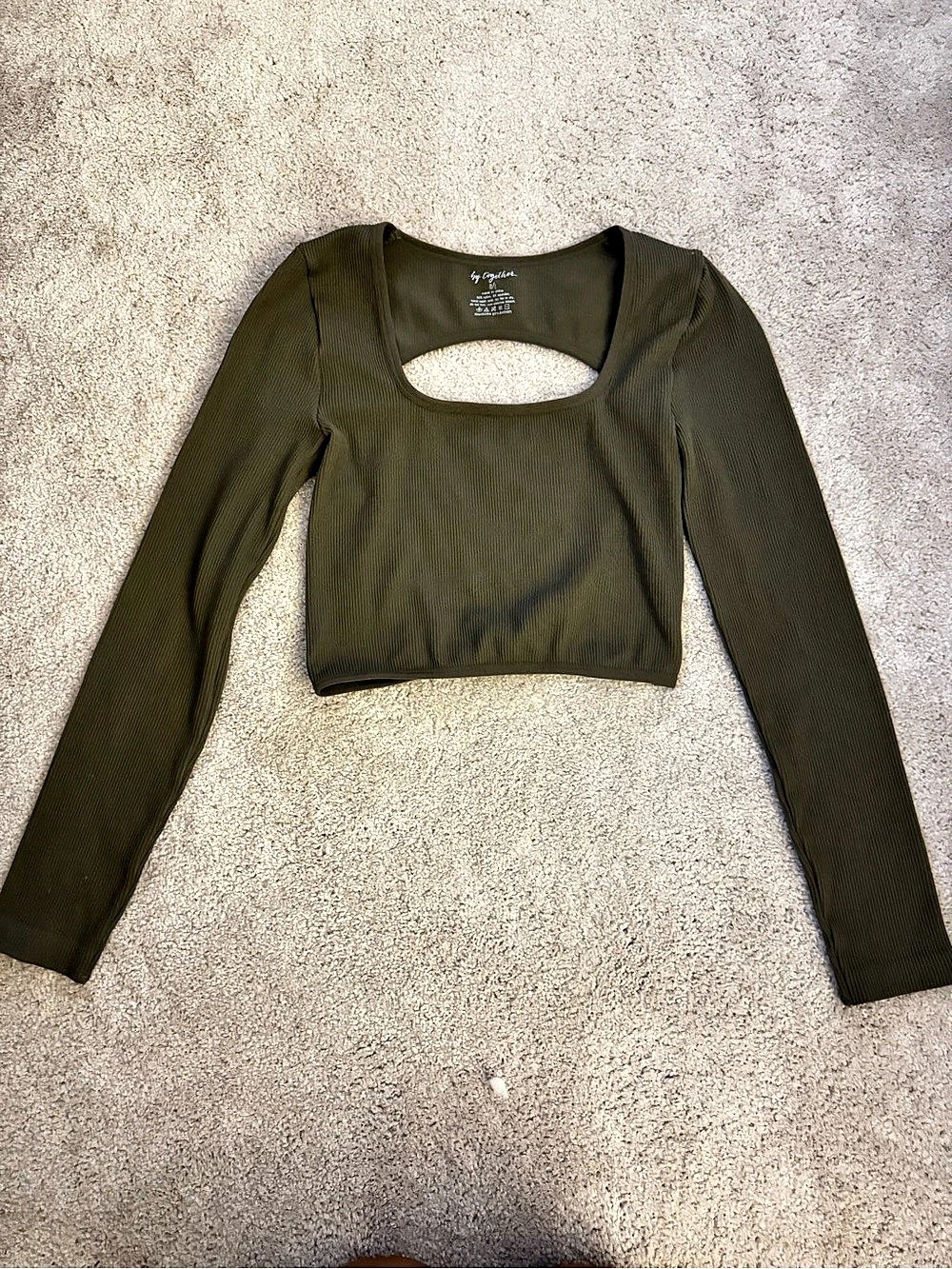 by together Open Back Crop Top Green M/L